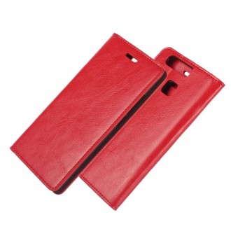 HUAWEI P9 ægte læder cover med lommer rød