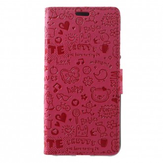 Til Huawei Honor 8 Lite cover med lommer cartoon rosa