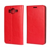 MICROSOFT LUMIA 950  cover i læder med lommer, rød
