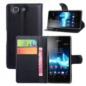 Sony Xperia Z3 compact flip cover med lommer sort