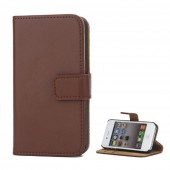 Iphone 4S flip cover i ægte læder mørkebrun