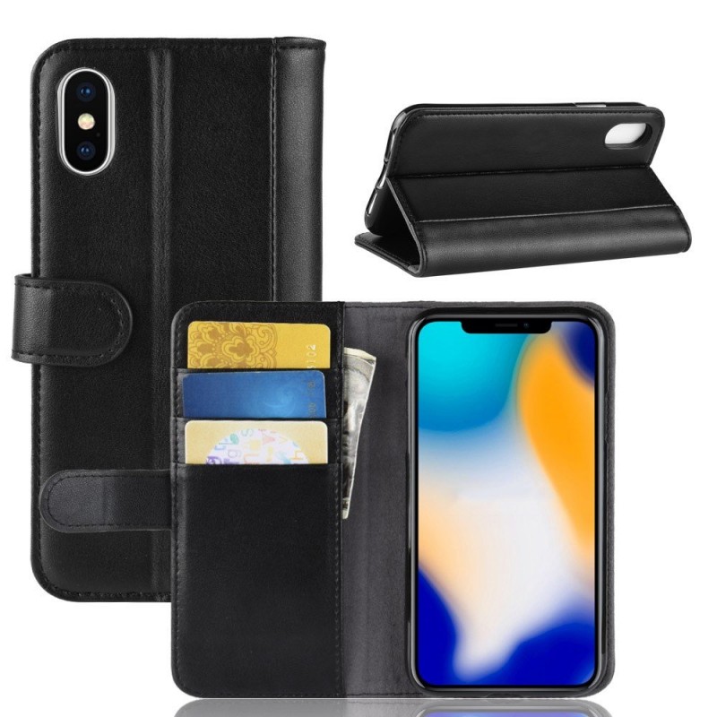 Flip cover ægte læder til Iphone Xs Max Leveso.dk