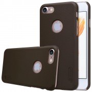 Iphone 7 cover med skærm beskyttelse mørke brun Mobiltelefon tilbehør