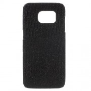 SAMSUNG GALAXY S7 EDGE bag cover med læder, sort glitter Mobiltelefon tilbehør