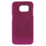 SAMSUNG GALAXY S7 EDGE bag cover med læder, rosa glitter Mobiltelefon tilbehør
