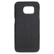 SAMSUNG GALAXY S7 EDGE bag cover med læder, sort krokodille Mobiltelefon tilbehør
