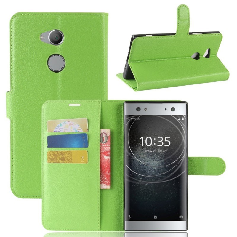 Cover Sony Xperia XA2 Cover a portafoglio Custodia a libro Flip Case Flip Wallet Cover Slim Flip con porta carta di credito nero