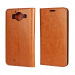 MICROSOFT LUMIA 950  cover i læder med lommer, brun