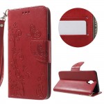 Oneplus 3T / 3 læder cover med lommer og mønster rød