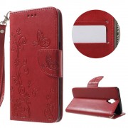 Oneplus 3T / 3 læder cover rød med lommer og mønster, Oneplus 3T-3 covers og mobil tilbehør