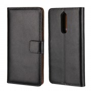 Cover ægte læder Nokia 8 sort Mobil tilbehør