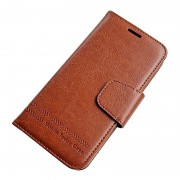 SAMSUNG GALAXY S6 retro stil læder cover med kort holder brun, Mobiltelefon tilbehør