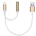 2 in 1 USB kabel til lightning og AUX  3.5 guld