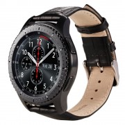 Samsung Gear S3 sort læder rem croco Smartwatch tilbehør