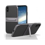 Tpu carbon kickstand case iPhone X / XS grå