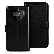 Galaxy Note 9 flip cover ægte læder sort Mobil tilbehør
