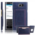 BLACKBERRY PRIV læder bag cover med kort lommer, blå Mobiltelefon tilbehør