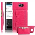 BLACKBERRY PRIV læder bag cover med kort lommer, rosa Mobiltelefon tilbehør