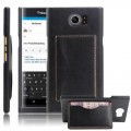 BLACKBERRY PRIV læder bag cover med kort lommer, sort Mobiltelefon tilbehør