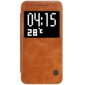 HTC ONE A9 læder cover med vindue i business stil, brun