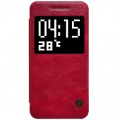 HTC ONE A9 læder cover med vindue i business stil, rød