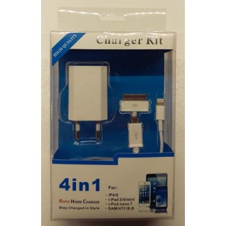 Oplader kit USB lightning, 30 pin, mikro kabel