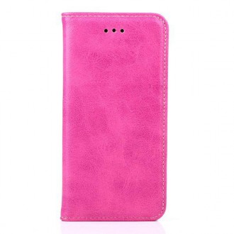 IPHONE 6 / 6S læder cover med flip stand og kort holder, rosa