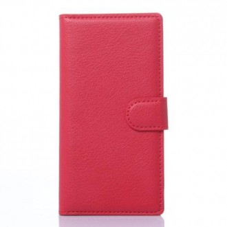 ZTE BLADE VEC 4G læder cover med kort lommer, rød