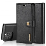 DG.MING elegant 2 i 1 læder flip cover il iPhone 13 Pro Max Sort 