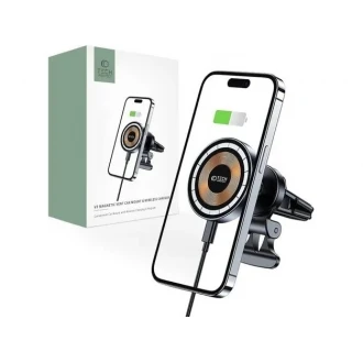 Magnetisk MagSafe ventilation  bilmontering trådløs oplader 15W sort