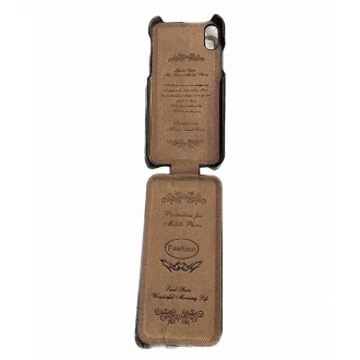 Til Iphone X flip cover i split læder sort