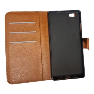 Til HUAWEI P8 Lite læder cover i retro stil brun