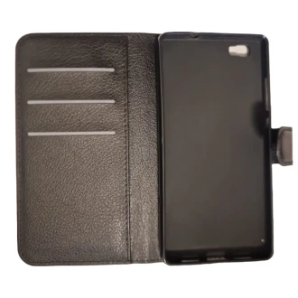 Til HUAWEI P8 Lite læder cover i retro stil sort