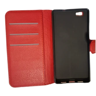 Til HUAWEI P8 Lite læder cover i retro stil Rød