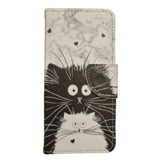 Til LG K8 2017/2018 flip cover med MØNSTER hvid