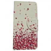 LG K8 2017/2018 flip cover med MED MØNSTER hvid