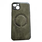 læder cover Med MagSafe iPhone 14 Plus Grøn Mobil tilbehør