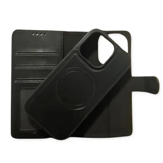 2 i 1 læder pung cover til Iphone 15 Pro sort