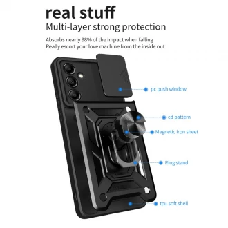 ARMOR Case Samsung Galaxy A06  SLIDE Hybrid cover med kickstand - sort