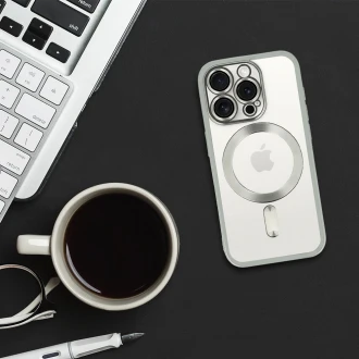 cover til iPhone 15 Med MagSafe sølv gennemsigtig