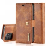 DG.MING elegant 2 i 1 læder flip cover il iPhone 13 Pro Max Brun