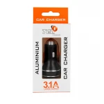 Tel1 Biloplader Aluminium - 2xUSB - 3,1 Ampere SORT