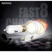 REMAX Biloplader USB - 3,4A med 2-i-1 kabel Micro USB, Lightning guld + Usb plug Bil tilbehør