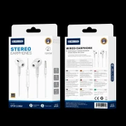 JELLICO Kablede Øretelefoner EP3A 3.5mm jack med mikrofon 1,2M Hvid Bluetooth tilbehør