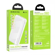 Hvid BOROFONE Power Bank 20000mAh BJ27A 2 X USB