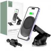 Magnetisk MagSafe V1 instrumentsbræt og ventilation bilmontering trådløs oplader 15W sort