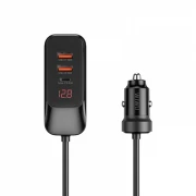 WiWU Biloplader Dual USB-C/Dual USB LED Wi-QC015 120W sort