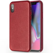 Ægte skind cover bordeauxrød Iphone X Mobilcovers
