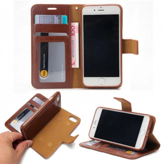 Til Iphone 7 plus cover - etui 2 i 1 aftagelig bag cover brun