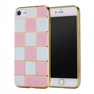 Iphone 7 cover square hvid-pink